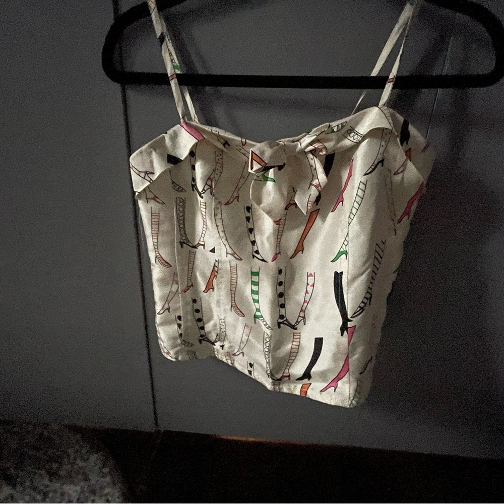 SilkLand Cream and Multicolor Patterned Camisole